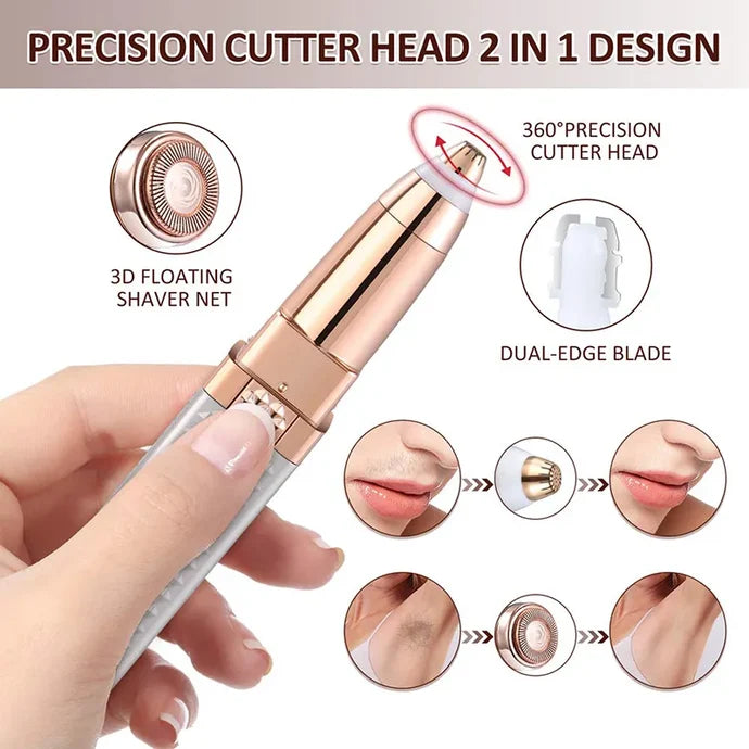 2-in-1 Flawless Facial Hair Remover & Eyebrow Trimmer for Women | Portable Electric Face Shaver