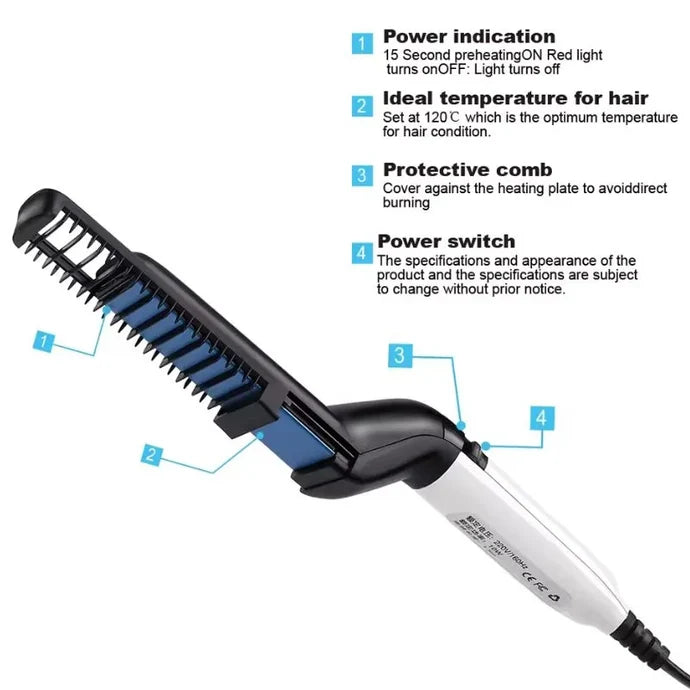 Hair & Beard Straightener Comb for Men | Multifunction Electric Hair & Beard Styling Brush