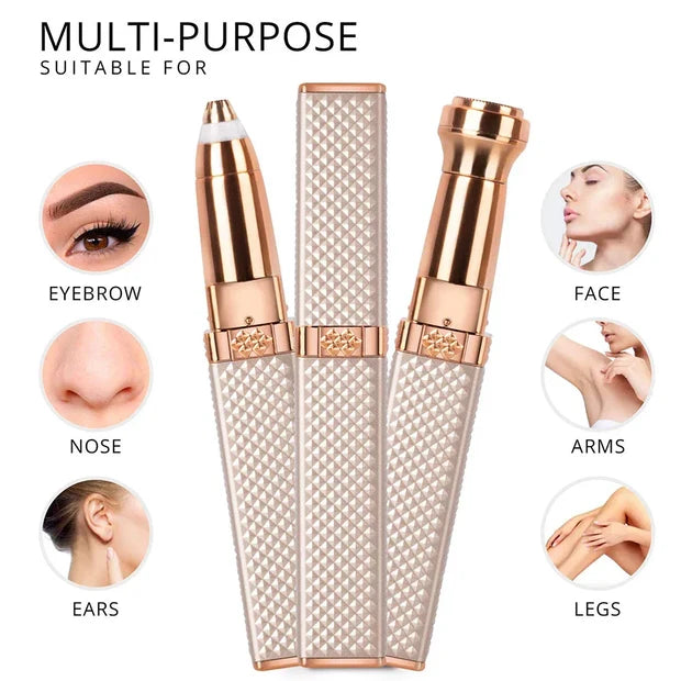 2-in-1 Flawless Facial Hair Remover & Eyebrow Trimmer for Women | Portable Electric Face Shaver
