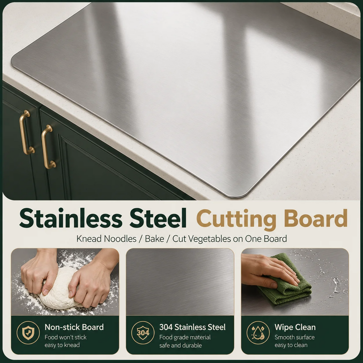 Stainless Steel Cutting Board | Heavy Duty Kitchen Chopping Board