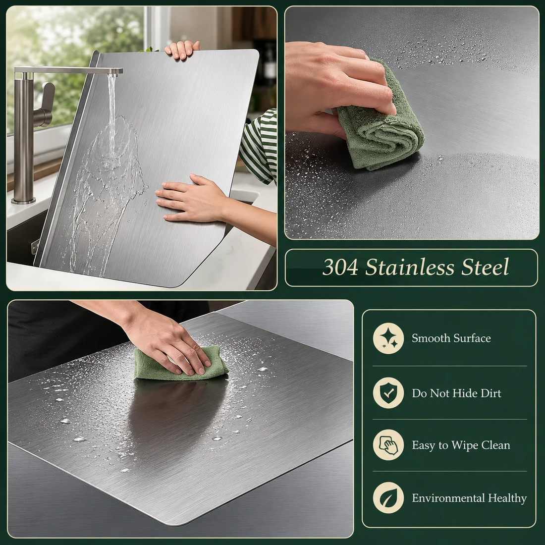Stainless Steel Cutting Board | Heavy Duty Kitchen Chopping Board